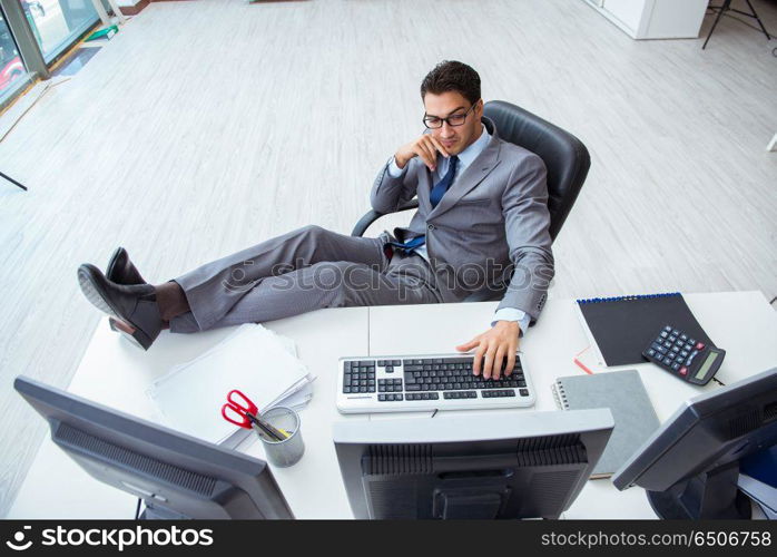 Young businessman working at his desk