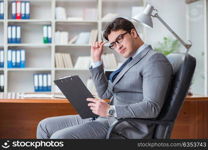 Young businessman working in the office