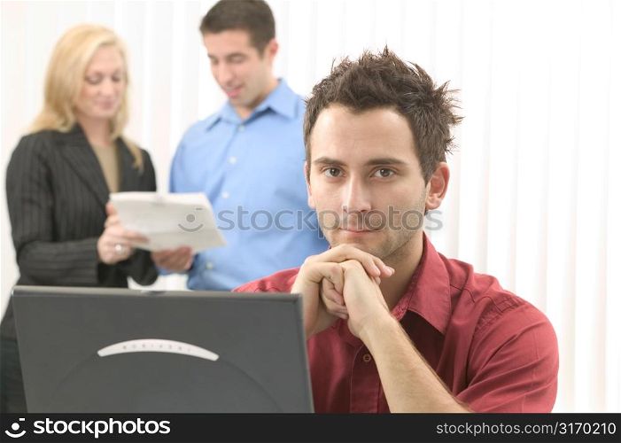 Young Businessman Working on a Laptop