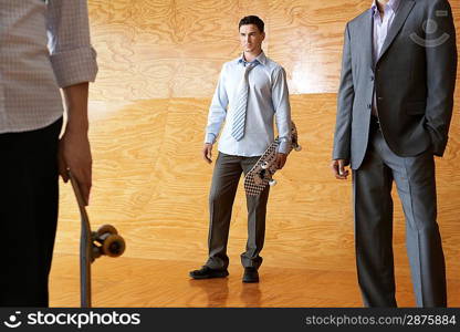 Young Businessmen Standing in Halfpipe