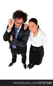 Young businesspeople on white background