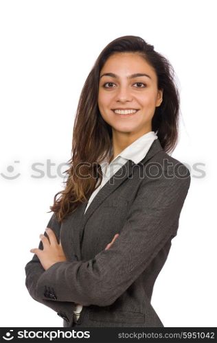 Young businesswoman isolated on the white