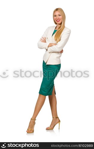 Young businesswoman isolated on the white