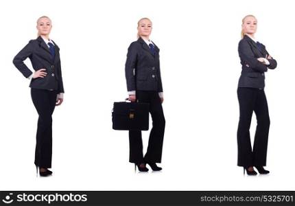 Young businesswoman isolated on white