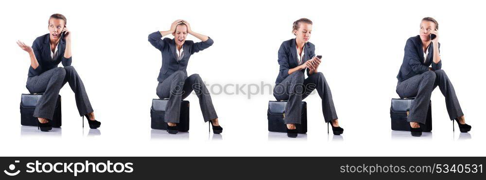 Young businesswoman isolated on white