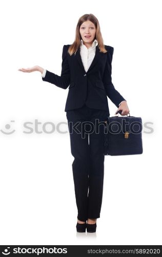 Young businesswoman isolated on white