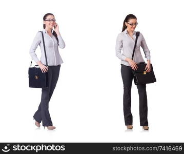 Young businesswoman isolated on white