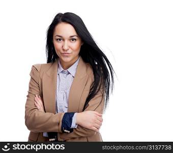 Young businesswoman. Isolated over white.