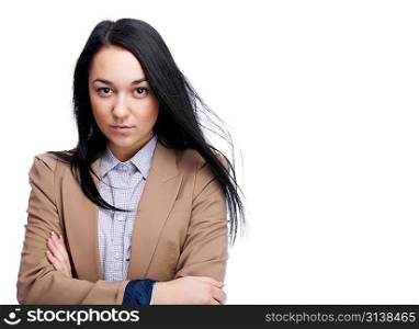 Young businesswoman. Isolated over white.