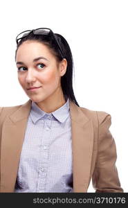 Young businesswoman. Isolated over white.