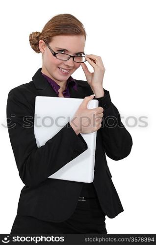 Young businesswoman with playful smile