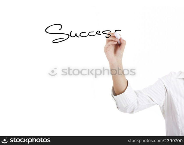 Young businesswoman woman drawing the word sucess