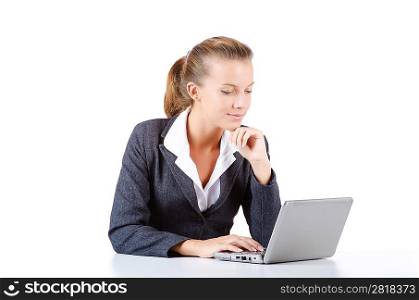 Young businesswoman working on laptop