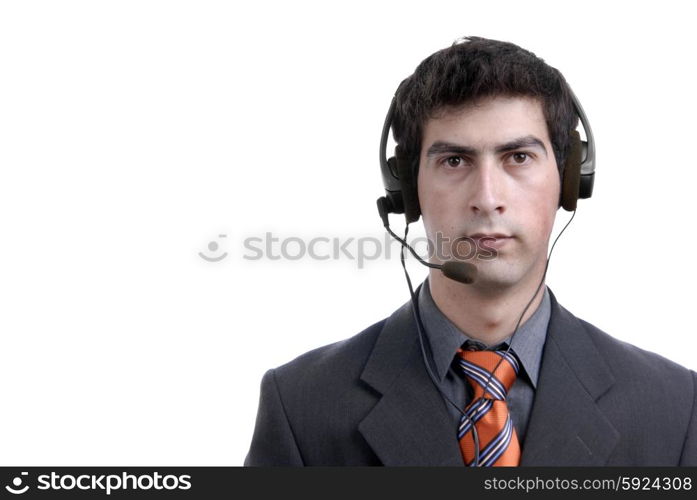 young call center man talking by the phone