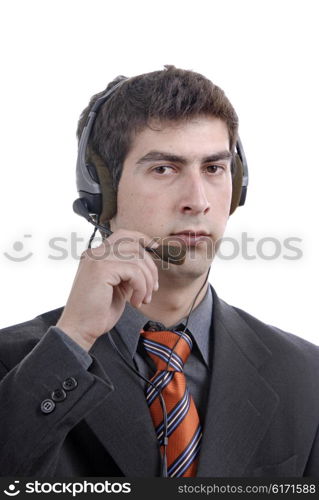 young call center man talking by the phone