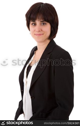 young casual beautiful business woman, isolated in white