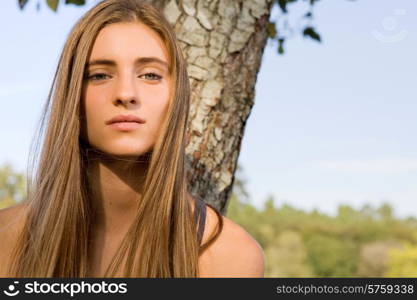 young casual beautiful girl outdoors portrait