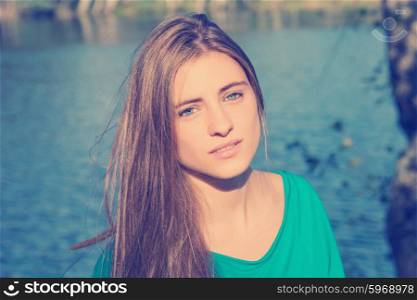 young casual beautiful girl outdoors portrait