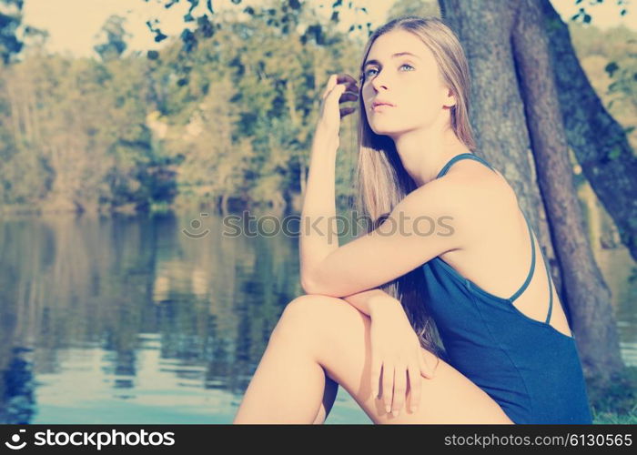 young casual beautiful girl outdoors portrait