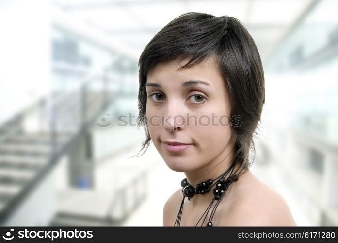 young casual beautiful woman close up portrait