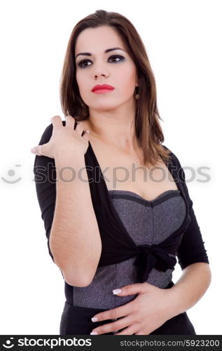 young casual beautiful woman, isolated in white