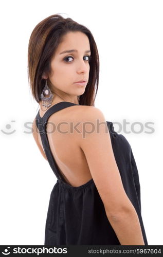 young casual beautiful woman, isolated in white