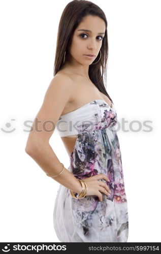 young casual beautiful woman, isolated in white