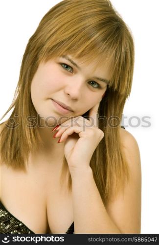 young casual blonde woman close up portrait