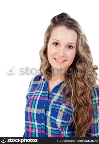Young casual girl isolated on a white background