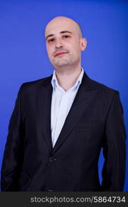 young casual happy man, on a blue background