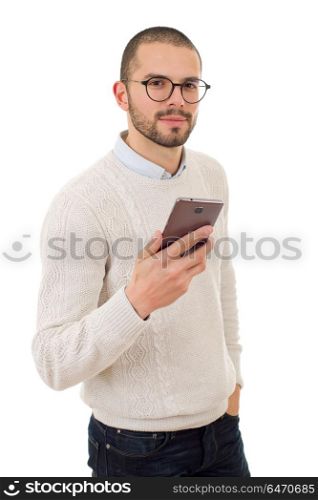 young casual happy man on the phone, isolated. man on the phone
