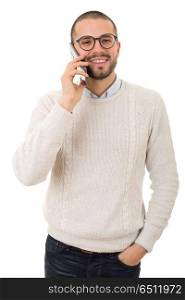 young casual happy man on the phone, isolated. man on the phone