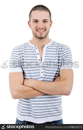 young casual happy man portrait, isolated on white