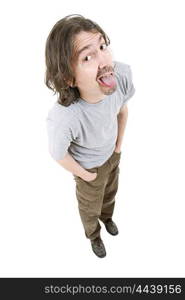 young casual man full body in a white background