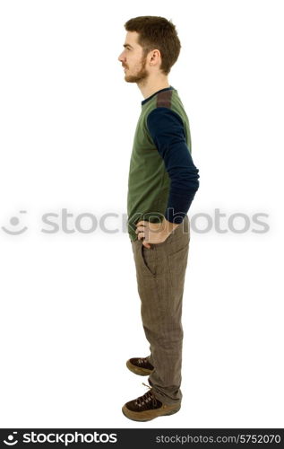 young casual man full body in a white background