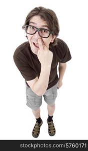 young casual man full body in a white background