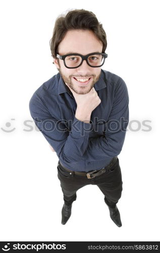 young casual man full body in a white background