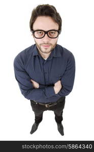 young casual man full body in a white background