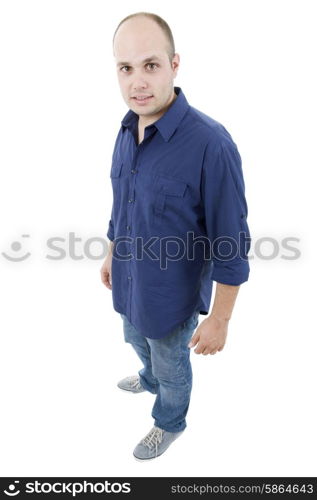 young casual man full body in a white background