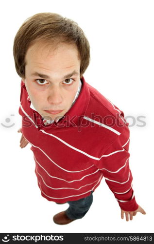 young casual man full body in a white background