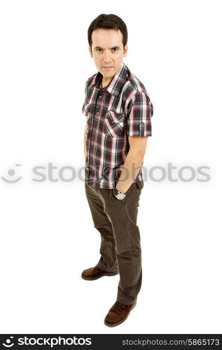 young casual man full body in a white background