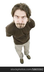 young casual man full body in a white background