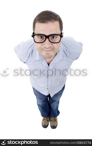 young casual man full body in a white background