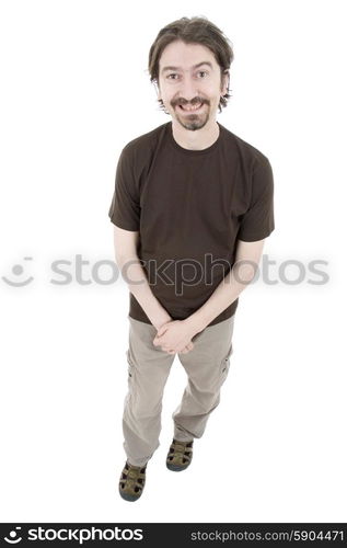 young casual man full body in a white background