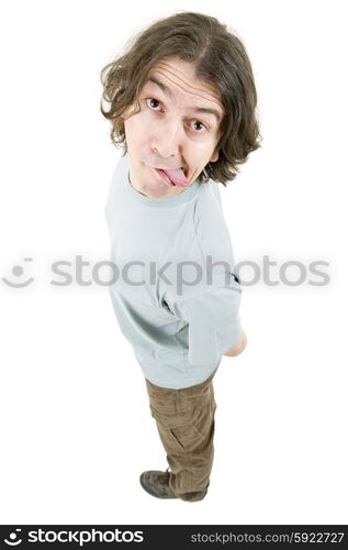 young casual man full body in a white background