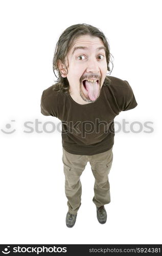 young casual man full body in a white background