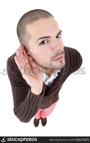 young casual man full body in a white background