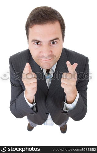 young casual man full body in a white background