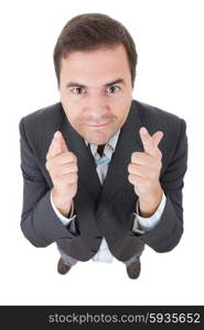 young casual man full body in a white background