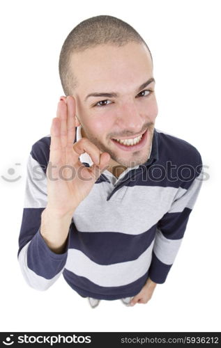 young casual man full body in a white background